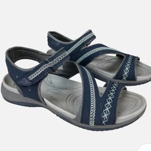 Dr. Scholls Womens Dynomite Strappy Sandals Blue Leather Gel Cushion Size 9